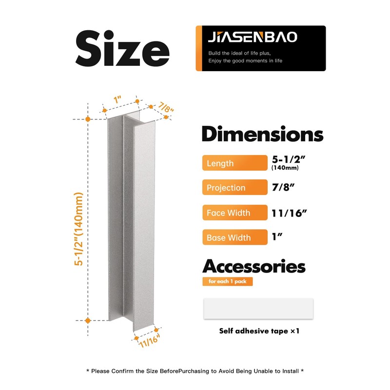 JIASENBAO 5 Pack Self- Adhesive Silver Cabinet Pulls 5-1/2" Length