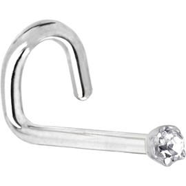 Body Candy Solid Platinum 1.5mm (0.015 cttw) Genuine Diamond Left Nose Stud Screw 20 Gauge 1/4"