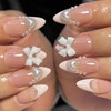 24Pcs Bow Press on Nails Medium Almond Fake Nails with