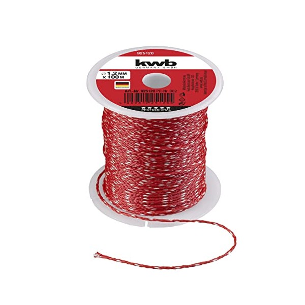KWB Masonry LINE 100M, 1.2MM Thickness, RED Nylon Braided String - Made in Germany