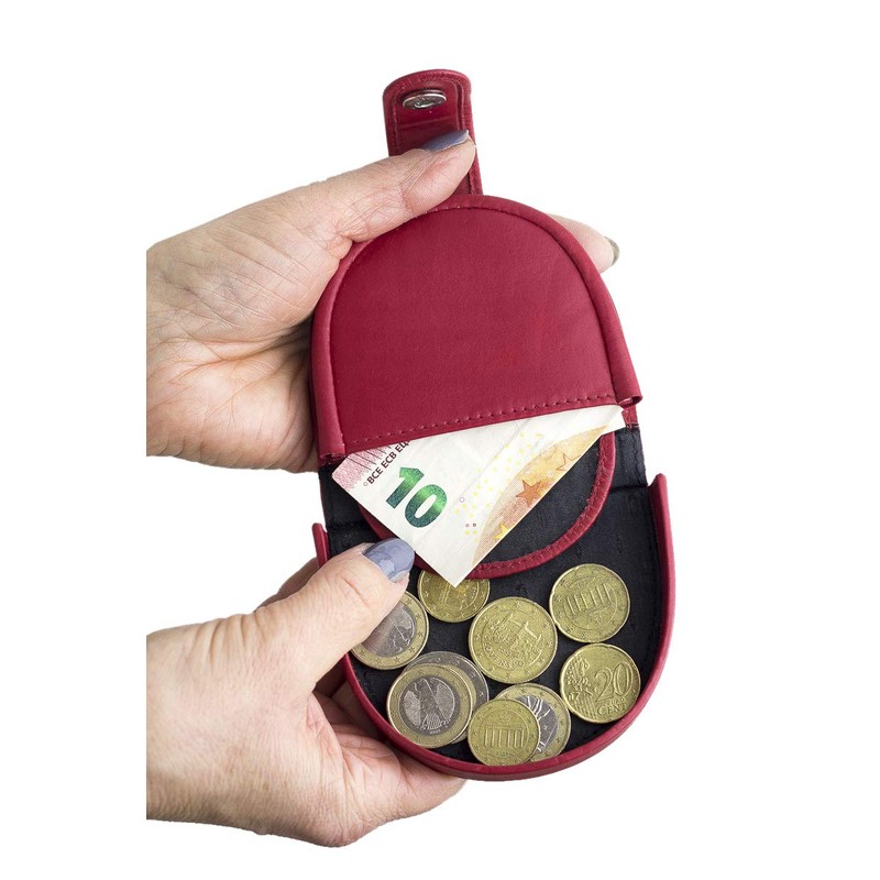 Coin Box DOLPHIN, Genuine Leather, red - ''LEAS Special-Edition''