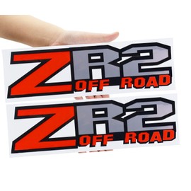 2Pc ZR2 Off Road Sticker Vinyl Racing Bed Side Truck Decal Replacement for Silverado Truck (Red)