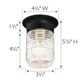 Design House 2-Pack Jelly Jar 1-Light Indoor/Outdoor Flush Mount Ceiling Light, Black, 587576