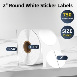 ORGBRO White Thermal Paper Label, Z1 Label Printer Labels, 50 * 50mm，1 Rolls