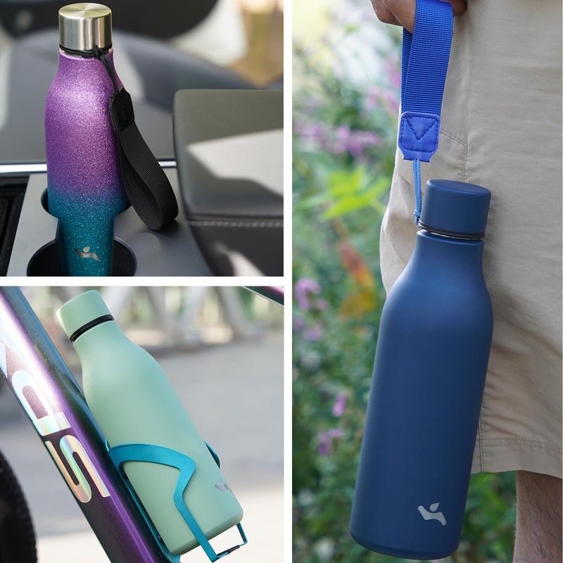 Konokyo Insulated Water Bottle with Strap,18 oz Double Wall Stainless
