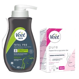 Veet Hair Removal Cream Set Face 100 ml + Veet for Men Hair Removal Cream 1 x 400 ml Sensitive Power