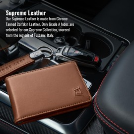 Kings Loot Minimalist Wallet for Men - Customized Wallets for Men with Cash Pocket & Card Pull Strap - Holds 1-15 cards, Slim and Stylish - Supreme Tuscan Leather Men's Wallet with RFID protection