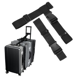 2 Pcs Luggage Straps for Suitcases, Adjustable Travel Belt Heavy Duty Luggage Belt with Buckle Baggage Connector Straps for Connecting Suitcases Together (Black)