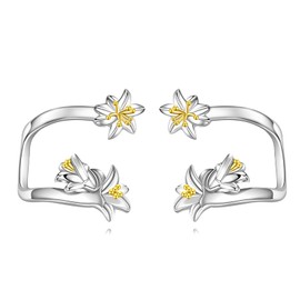 POPLYKE Lily Earrings For Women Sterling Silver Lily Clip On Earrings Lily Flower Jewelry Gift for Girls (Lily)