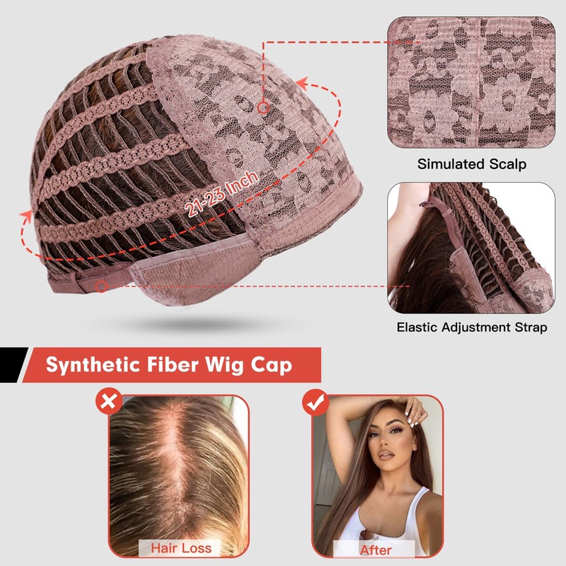 Allbell Brown Bob Wig with Bangs for Women Short Wavy