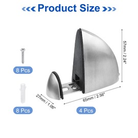 sourcing map 4Set Glass Shelf Bracket, Wood/Glass Shelf Holder Support Wall Mount Brushed Nickel Adjustable Shelves Clamp for 3-20mm(0.12"-0.79") Glass, Silver