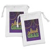 Ambesonne Mardi Gras Fabric Pouch Set of 2, Beads and