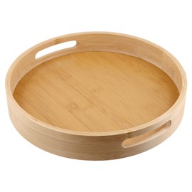 CHUENHEI 30cm Bambus Drehteller Organizer, 360 Gard Drehbar Holz Lazy Susan Drehteller, Drehbares Gewürzregal Rund Holz für Küche, Esstisch, Speisekammer, Arbeitsplatte Organizer