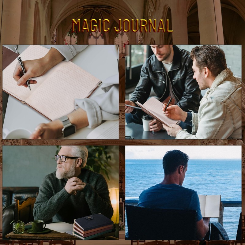 CAGIE Leather Journal for Men Magic Theme Lined Journals for