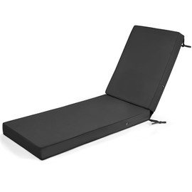 mudilun Lounge Chair Cushion Water Proof Outdoor Lounge Chair Cushions with Ties Non-Slip Chaise Lounge Cushion Removable Patio Seat Cushions for Garden Pool Beach Lounge (Black)