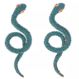 neXxtten Gold Tone Metal Crystal Rhinestone Snake Post Earring ER2410-EME