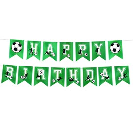 Happy Birthday Soccer Banner, Soccer Theme Happy Birthday Banner Soccer Birthday Party Decorations Soccer Birthday Decorations for Boys Kids Sports Gift Party Decorations
