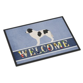 Caroline's Treasures BB8331MAT Landseer Welcome Doormat 18x27, Blue Front Door Mat Indoor Outdoor Rugs for Entryway, Non Slip Washable Low Pile, 18H X 27W