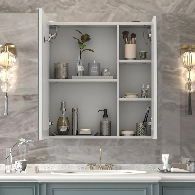 Mepplzian Large LED Bathroom Mirror Cabinet Touch Switch 3 Colors