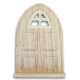 Craft Medley Unfinished Wood Fairy Door - Mini Gate for Dollhouses, Dioramas, Miniature Crafts 4.25 x 6.5 Inches, Brown