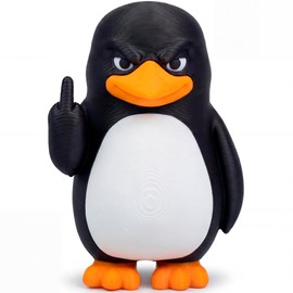Funny Middle Finger Penguin Figurine, 3D Printed Statue with Attitude. Cute Desk Decor, Rude Office Accessories. Hilarious Gag Gifts for Coworkers, Men, Women. Stress Relief Novelty Prank Ornament