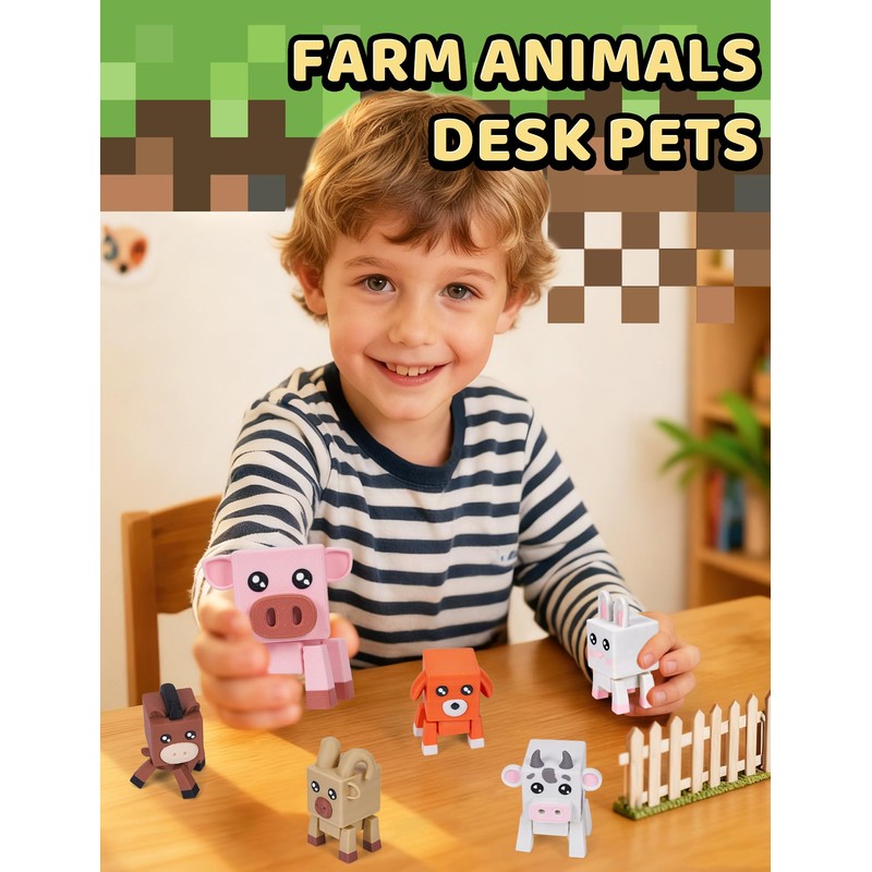 Aousin 3D Printed Animals, Adorable Desk Pets for Desk Decor