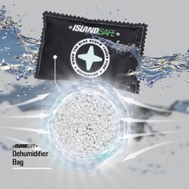 ISLANDSAFE Rechargeable Safe Dehumidifier Bag 200g, Microwave Fast Reactivated Desiccant, Moisture Absorbing Packet for Safes, Cabinets, Home Closets, Car, Black (2, 5x3.5inch)