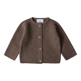 Stellou & friends Cardigan for Baby and Toddler with Buttons in Wood Look, Girls and Boys, High-Quality Clothing Made of 100% Cotton, Perfect for Autumn and Winter, Oeko-Tex Certified, light brown