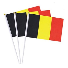 Belgium Flag Belgian Small Stick Mini Hand Held Flags Decorations 1 Dozen (12 pack)