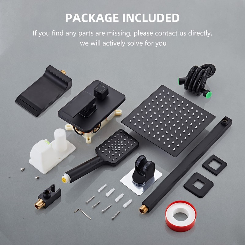 LCEVCGK Shower Faucet Set Complete Matte Black Shower System with