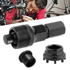 LEKEFETO Bicycle Lock Ring Tool, Crank Puller Bicycle, 42 mm Bicycle Bottom Bracket Tool with 1 Set Crank Remover Bicycle & 8-Level Inner Bearing Shells, Bottom Bracket Puller, for Many Bicycle Types