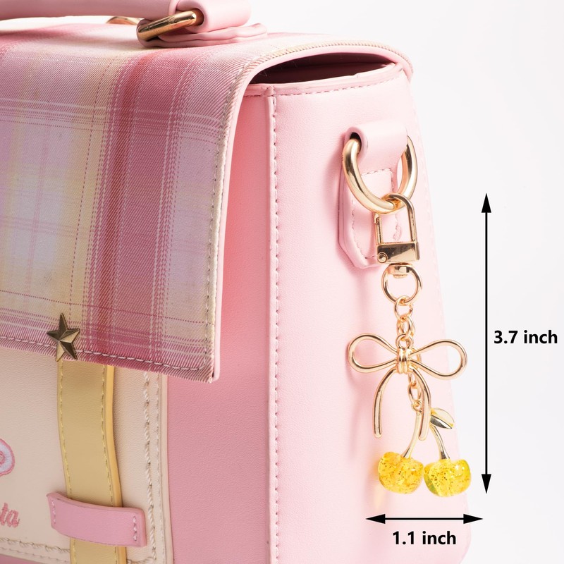 YOU WIZV Gold Cherry Bag Purse Handbag Charms Keychains for