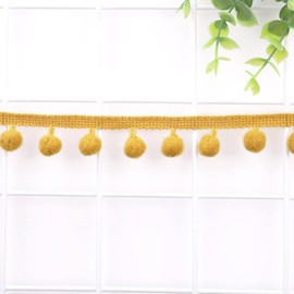 5 Yards 12 mm Pompoms Border for Crafts, Decorative Ribbon with Pompoms Balls Pom Poms Fringe Trim Decorative Ribbon Decorative Border Sewing Accessories for DIY Crafts Apparel Clothing, Costumes,