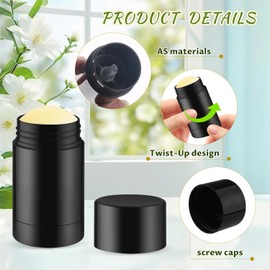 24 Pack 40ml/1.3oz Empty Deodorant Containers Twist-Up Refillable Deodorant Tubes Plastic Deodorant Bottles Bottom-fill Lip Balm Tubes For DIY Homemade Deodorant Aromatherapy Balm (Black)