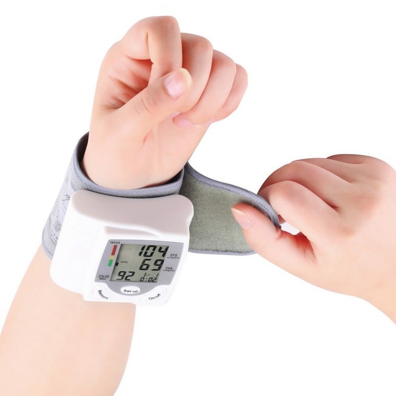Wrist Blood Pressure Monitor Adjustable Cuff Large LCD Display Digital
