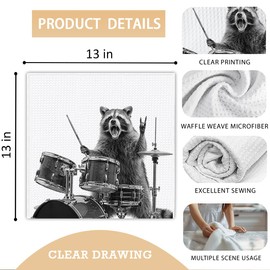 Threegoat 13x13 Cute Raccoon Kitchen Towels 1 PCS, Funny Racoon Gifts for Women, Raccoon Decor Hand Towels for Bathroom, Cute Animal, Women, Pet Owners Housewarming-05