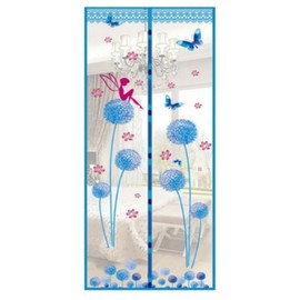 Magnetic Fly Screens Automatically Mosquito Mesh Curtain for Doors Keep Insects Out Mosquito Door Screen Without Drilling (Blue Dandelion)