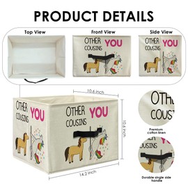 Knibeo Cousin Gifts Fabric Storage Bins for Shelves Closet, Cousins Gifts for Women Men Cousin Collapsible Cube Baskets Organizer for Clothes Books Toys