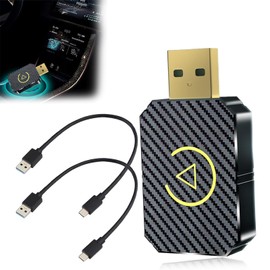 Android Car Wireless Adapter, Carplay Wireless Adapter, Android Car Adapter for Apple Carplay, Wireless Carplay Adapter Suitable for Cars with AA and Carplay, with Two Wires (Gold)