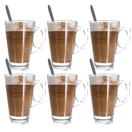 Latte Spoons Stainless Steel (Set of 6) Long Handle Coffee Tea Serving Spoons Housewares Cutlery Set Food Grade Sundae Ice Cream Spoons for Coffee Tea, Espresso & Hot Drinks