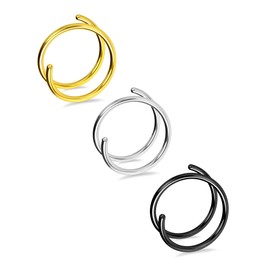 Melighting 20G Nasenringe Hoop Spirale Nasenringe 316L Edelstahl Nasenpiercing Reifen 8mm Doppelnase Ringe für Einzel-Piercings Körperschmuck
