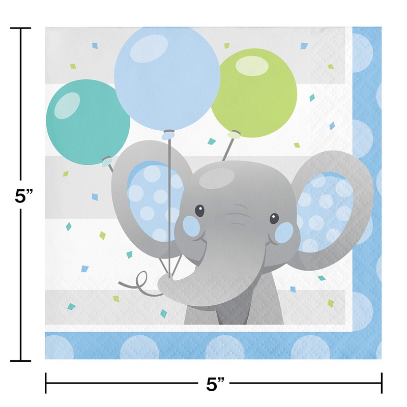 Creative Converting Enchanting Elephants Boy Beverage Napkins, 16 ct