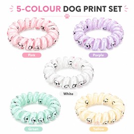 Tangdira Spiral Hair Bobbles Set of 5 Waterproof for Women and Girls (Puppy