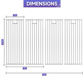 DPZM 4Pack 19.25" Stainless Steel Cooking Grates Replacement Parts For16517 Bull 8248 LP, 18249 NG, Angus 47628, Brahma, Lonestar Select 87048,87049, Outlaw Steer Premium, 7 Burner Premium 18248,18249