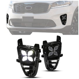 HECASA 2Pcs Fog Lights Compatible with 2019 2020 Kia Sorento Front Bumper Driving Lamp 4 Eyes LED Daytime Running Light Clear Lens LH & RH