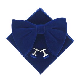 Juego de gemelos de terciopelo para hombre con pajarita de esmoquin, azul índigo, Talla única