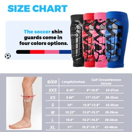 Soccer Shin Guards Kids Youth, Shin Guard Sleeves for Boys Girls Adults Men Women, Protective Soccer Equipment for 2-18 Years Old Boys Girls, High Impact Resistant Breathable Comfortable(Red,L)