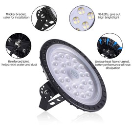 Sararoom 4 Pack 100 W UFO LED Hall Light 8000 LM Super Bright LED Industrial Lamp Cool White 6500 K Hall Spotlight - Beam Angle 120° Industrial Chandelier Workshop Lamp for Factories Airport Garage