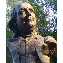 HISTORY GALORE 24x36 Gallery Poster, Keys to Community, a Bust of Benjamin Franklin by James Peniston at 325 Arch Street in Center City
