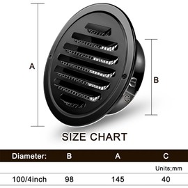 Zonon 24 Pcs Stainless Steel Soffit Vents 4 Inch Round Dryer Vent Cover with Mesh Screen for Home Outdoor Bathroom Wall Ceiling Outside Exterior Exhaust (Black)